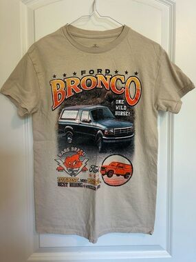 Ford Bronco Tan Crewneck Tee with Black Logo
